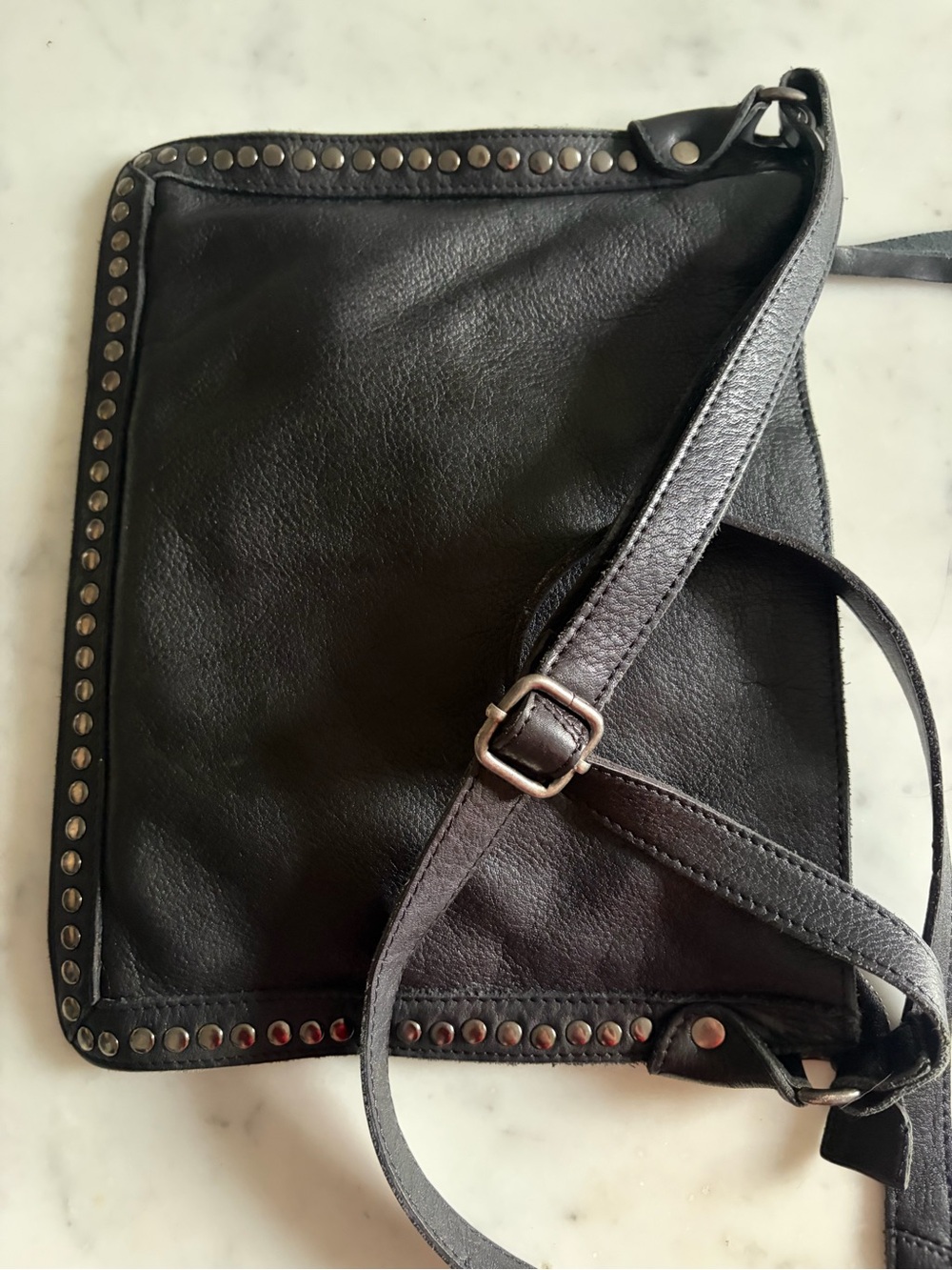 Latico Leathers Gabriel Studded Crossbody Leather shoulder Bag Purse Black Slim - Picture 8 of 13